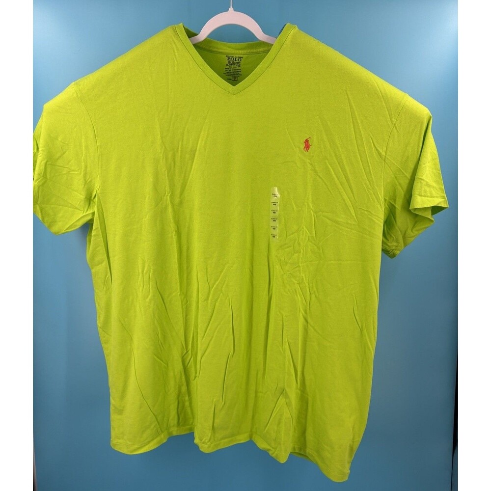 Polo Ralph Lauren Mens 4XB Lime Green V Neck T Shirt Red Pony NWT Big Tall